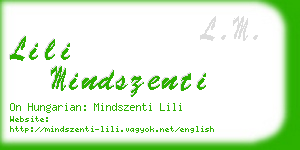 lili mindszenti business card